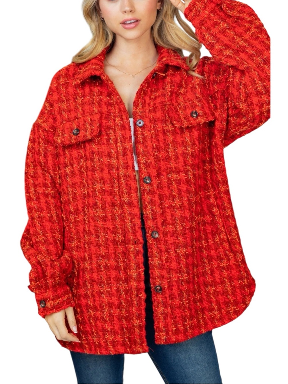 White Birch Black Label orange and red tweed jacket Size Large